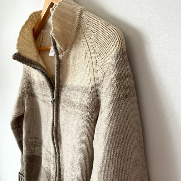 Patagonia 100% Lambswool Zip Up Cardigan Sweater Beige Cream Size Medium - Picture 3 of 6